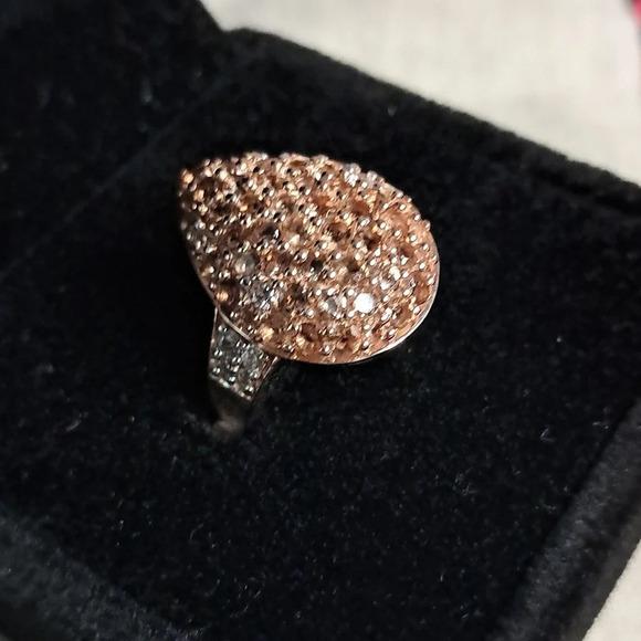 Natural Jenipapo Andalusite & Natural White Zircon Accented Cluster Style Ring - Picture 2 of 10